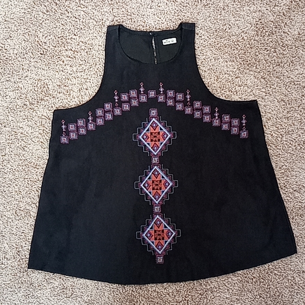 Hollister Aztec Boho Embroidered Top